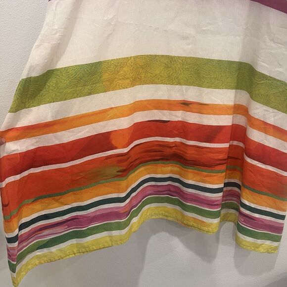 YUVITA Women’s Sz M Linen Dress Flared Lagenlook Boho Coastal Artsy Abstract - Picture 6 of 10